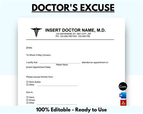 12+ Doctor's Excuse Templates To Avoid Penalties