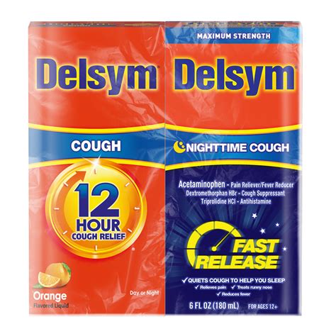 12 Hour Cough Liquid Nighttime Fast Release Combo Delsym