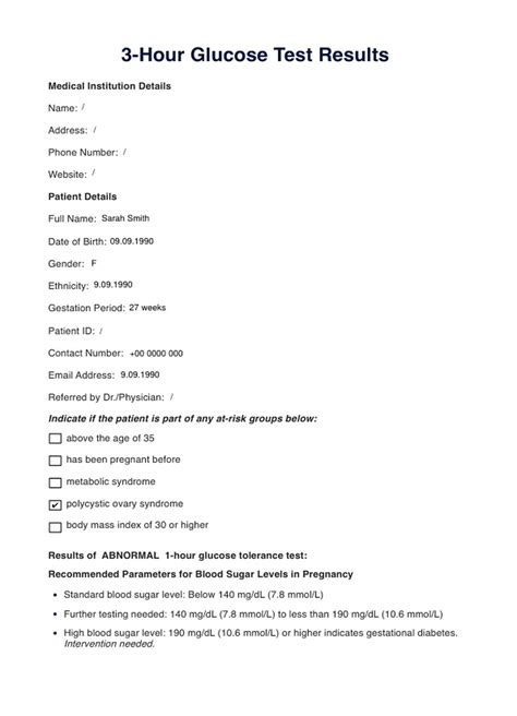 3 Hour Glucose Test Results Chart A Visual Reference Of Charts Chart
