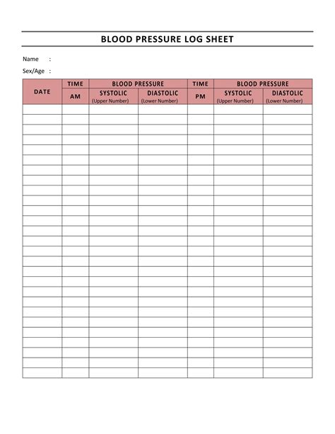 30 Printable Blood Pressure Log Templates Templatelab 30 Printable Blood Pressure Log Templates Templatelab