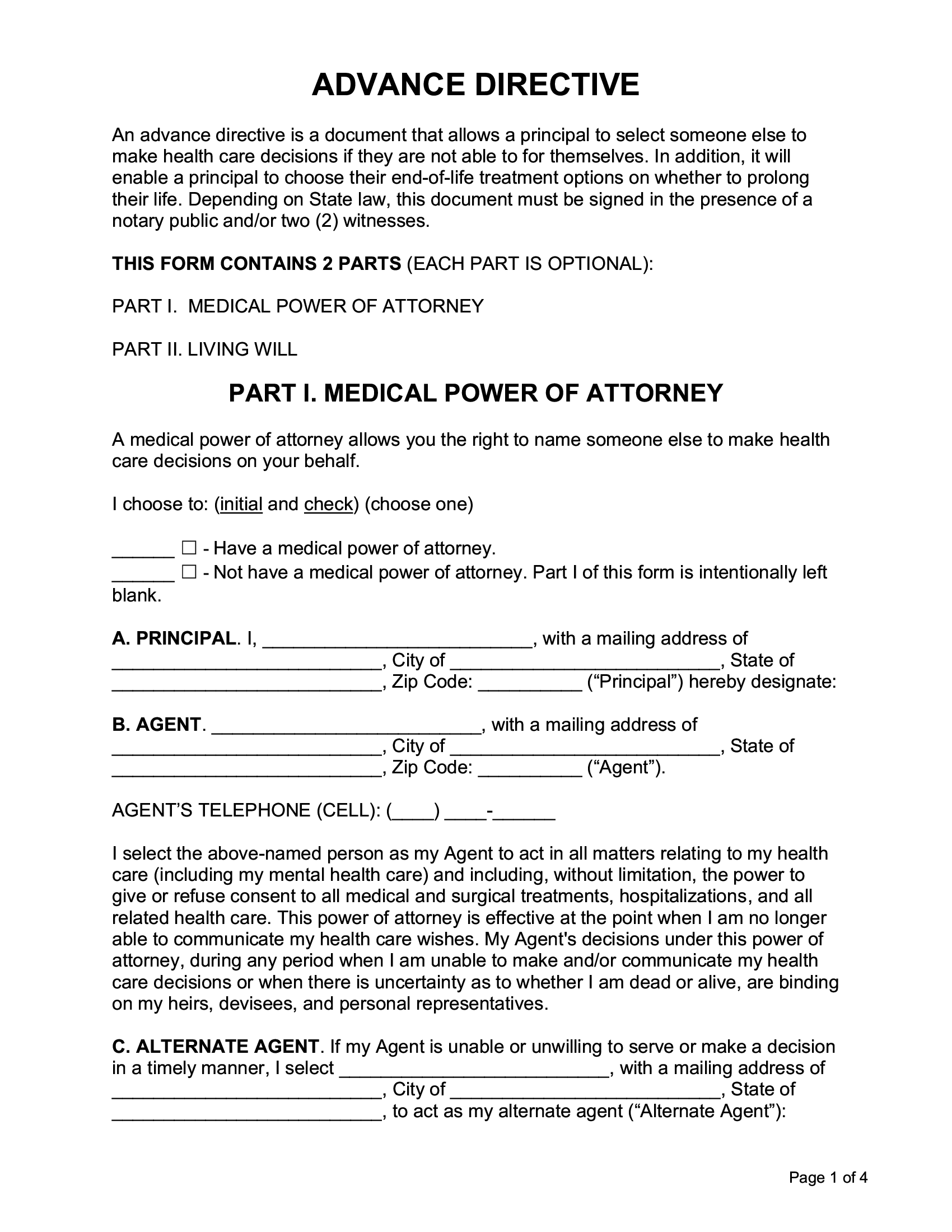 Advance Directive Form: Easy Creation
