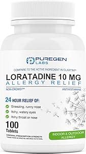 Amazon Com Puregen Labs Allergy Relief Loratadine 10Mg 100 Tablets Amazon Com Puregen Labs Allergy Relief Loratadine 10Mg 100 Tablets