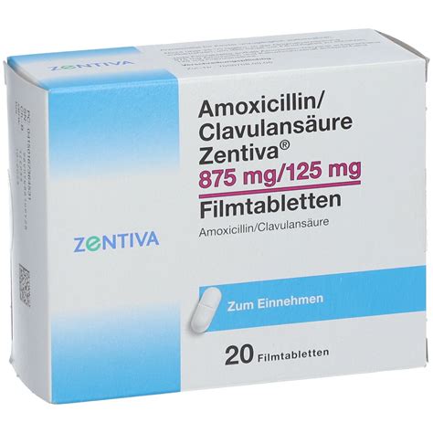 Amoxicillin Clavulans Ure Zentiva 875Mg 125Mg Fta 20 St Mit Dem E