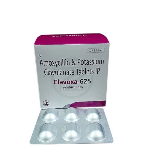 Clavoxa 625 Amoxicillin And Potassium Clavulanate Tablets Ip 10X6 Clavoxa 625 Amoxicillin And Potassium Clavulanate Tablets Ip 10X6