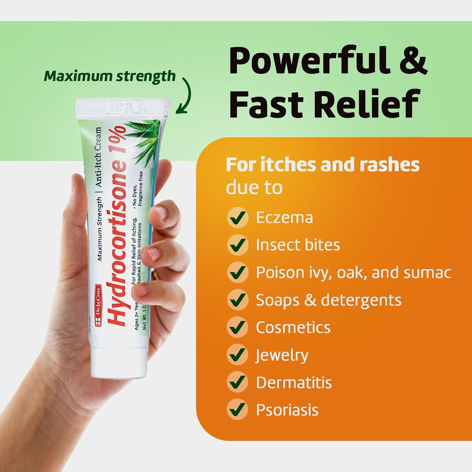 De La Cruz Hydrocortisone Cream - 1% Hydrocortisone Cream Maximum ...