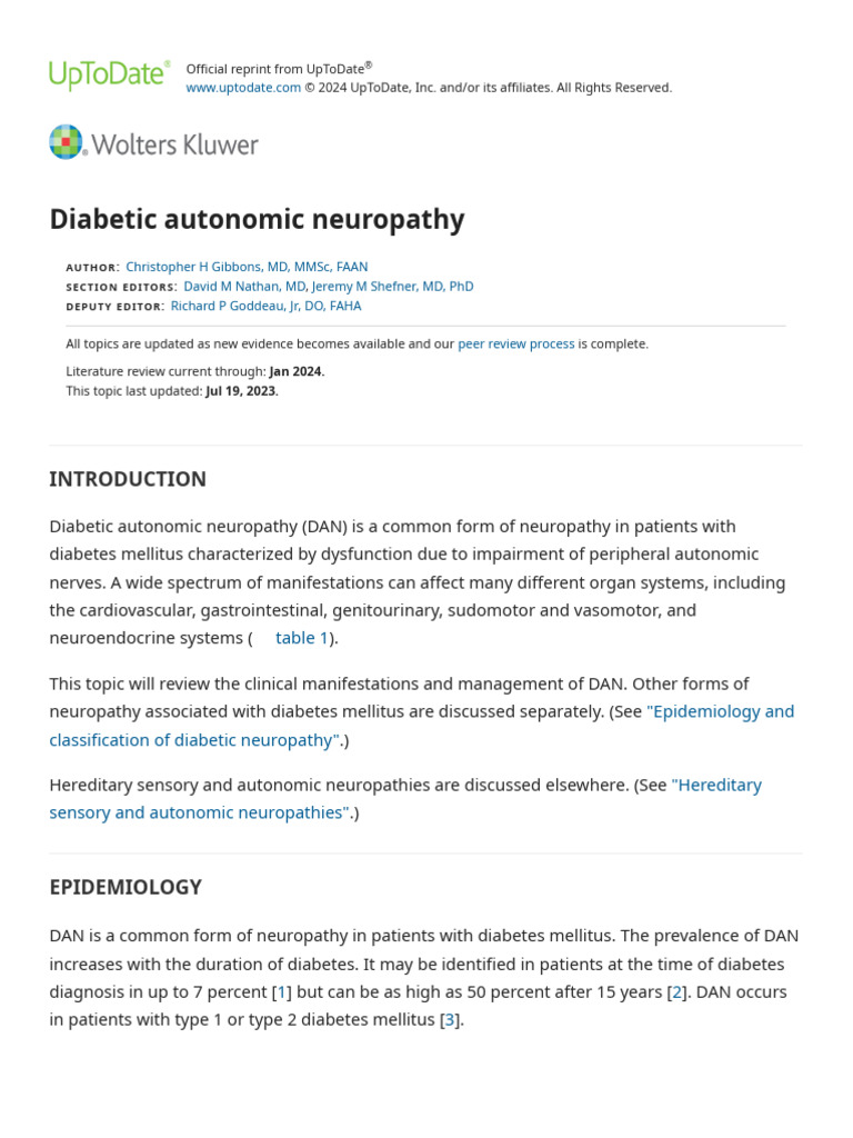 Diabetic Autonomic Neuropathy