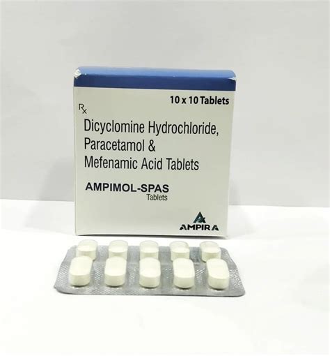 Dicyclomine Hydrochlroide 10Mg Paracetamole 325 Mg Mefenamic Acid 250