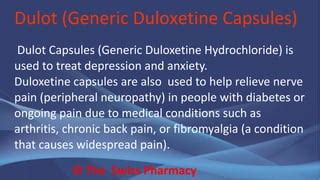 Duloxetine Used For: Relieves Depression Symptoms