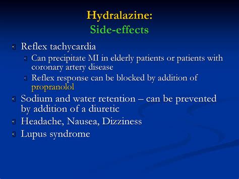 Hydralazine: Minimize Side Effects