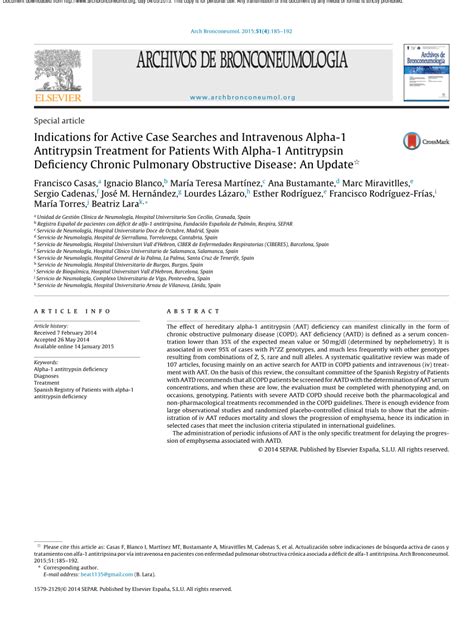 Indications For Active Case Searches And Intravenous Alpha 1 Indications For Active Case Searches And Intravenous Alpha 1