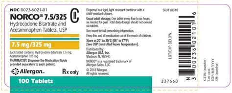 Norco Package Insert Prescribing Information Drugs Com