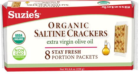 Suzie S Organic Saltines Crackers Salted W Extra Virgin Olive Oil Low