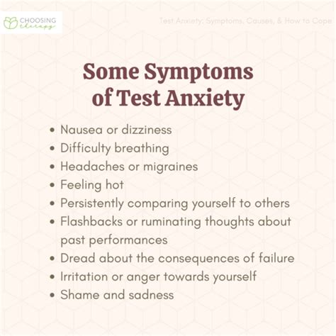 Test Anxiety Symptoms Test Anxiety Symptoms