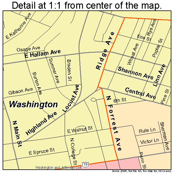 Washington Pennsylvania Street Map 4281328
