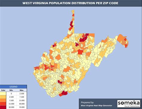 West Virginia Zip Code Map In Excel Zip Codes List And Population Map