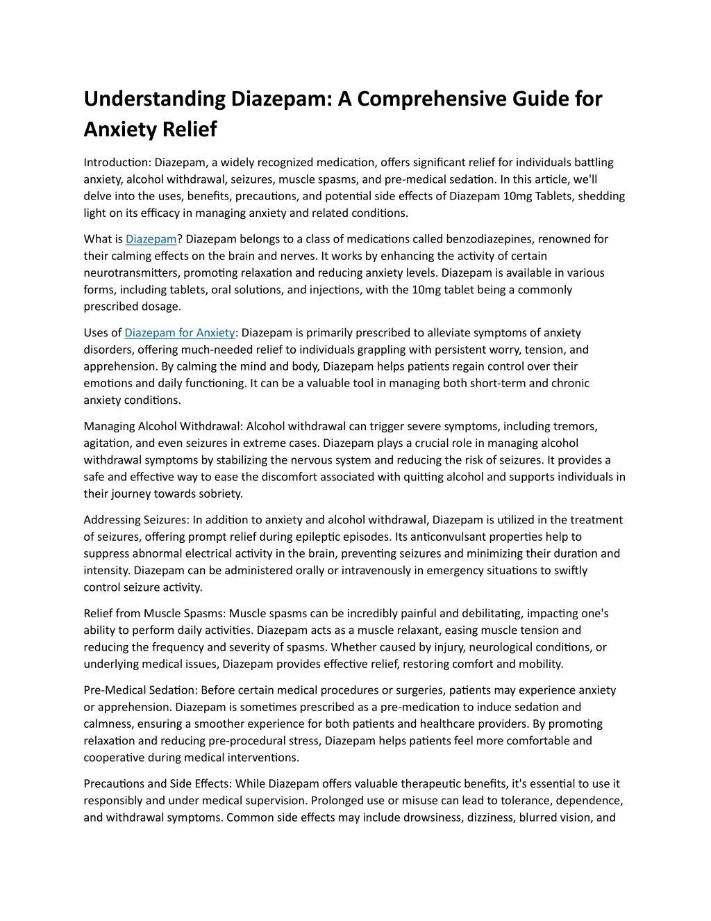 What Is Diazepam 10Mg? Anxiety Relief Guide