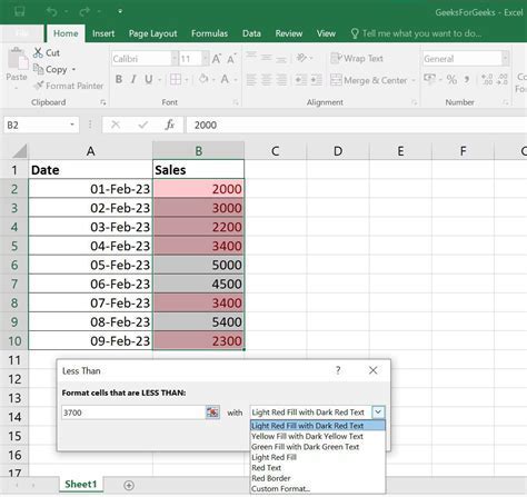 Conditional Formatting in Excel for Highlighting Cells