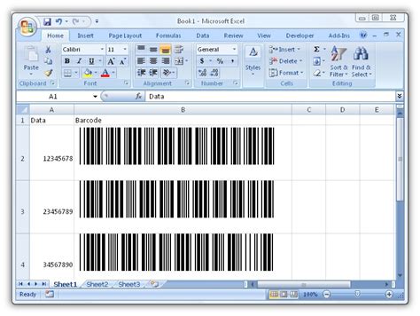 Example of Excel Barcode Font 128