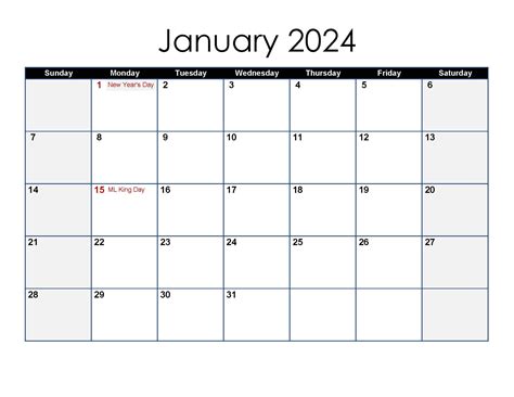 Excel Calendar 2024 Printable