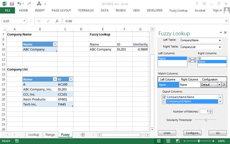 Fuzzy Lookup Settings
