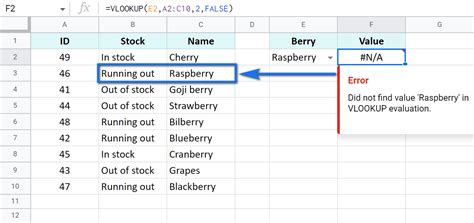 Description of Google Sheets INDEX/MATCH