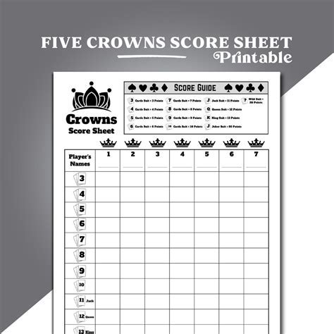 How to Use 5 Crowns Card Game Score Sheet Example
