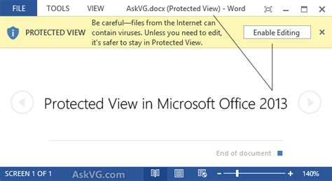 Limitations of Protected View