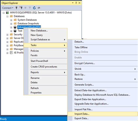 SQL Server Import and Export Wizard