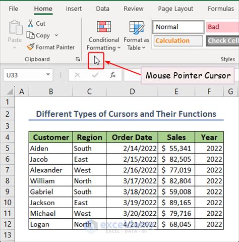 Statistical Data on Excel Cursor