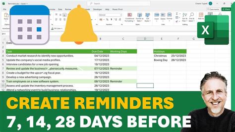 Using Formulas to Set Reminders in Excel