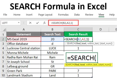 Using SEARCH in Excel for Partial Text