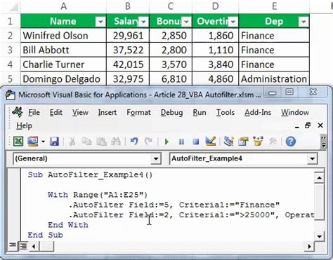 Working with Excel Autofilter VBA