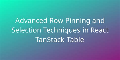 Advanced row management techniques