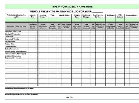 Car Maintenance Log Excel Template