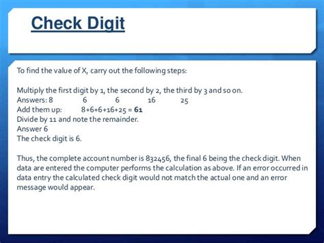Check digit verification