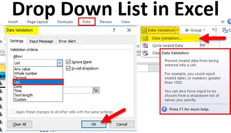 Creating Drop-Down Lists in Excel