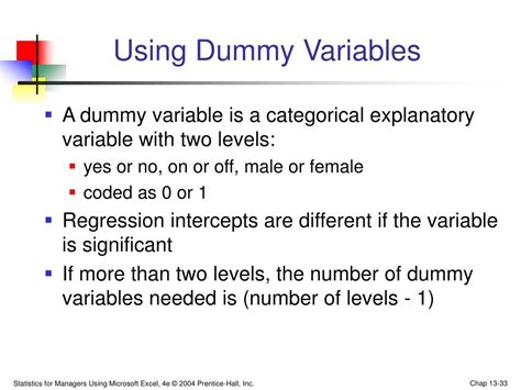 Dummy Variables in Regression Analysis