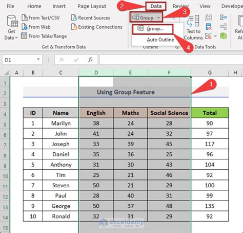 Excel Collapse Feature