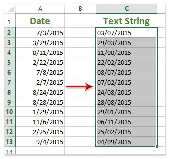 Converting dates to strings in Excel