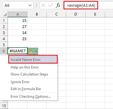 Excel Error Handling
