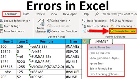 Excel Error Management and Data Quality