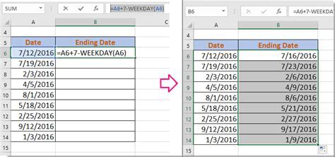 Excel Formula Day of Week Example 3