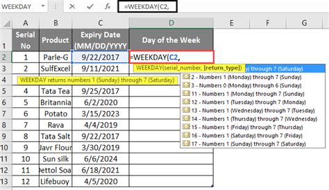 Excel Formula Day of Week Example 4