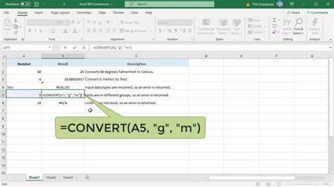Excel Formulas for Conversion