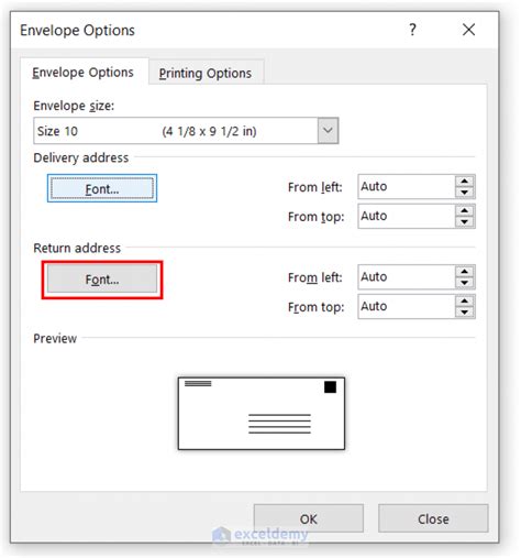 Excel mail merge envelopes