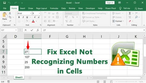 Excel not recognizing numbers
