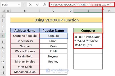 Description of Best Practices for Partial Matching in Excel