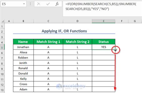 Description of Excel Partial Matching Techniques
