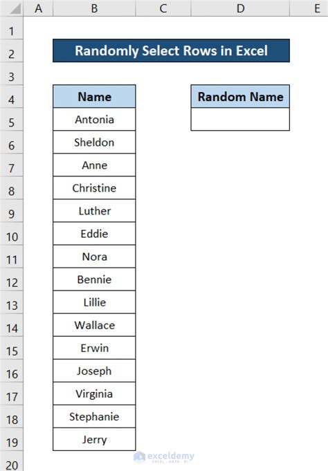 Excel Random Cell Selection Examples