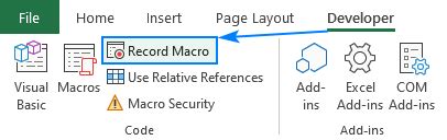 Recording a Macro in Excel